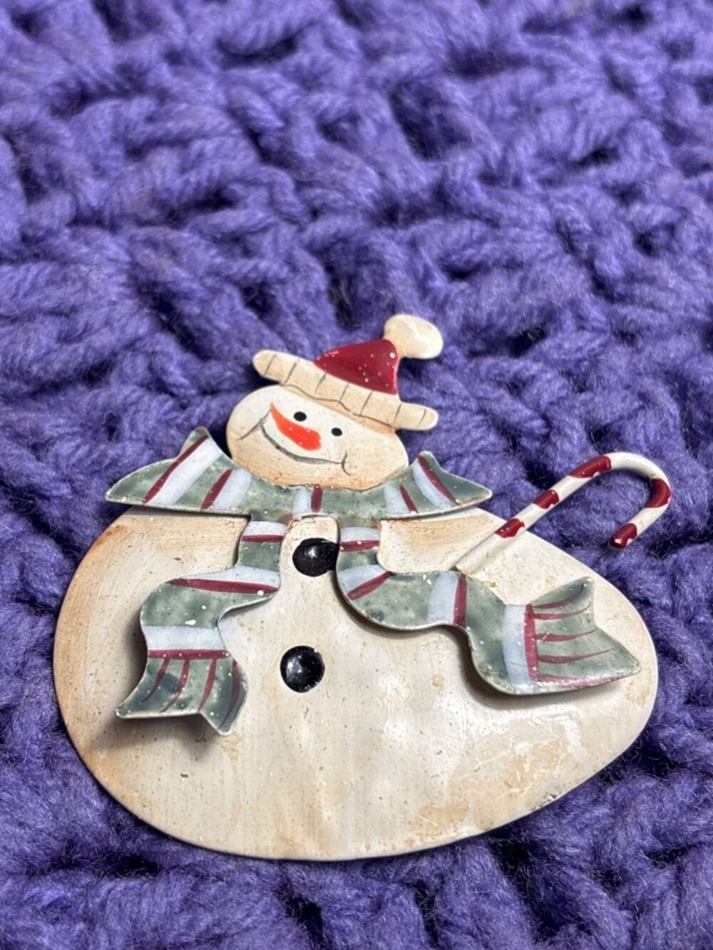 Metal Snowman Pin Brooch 2 1/4 Inches